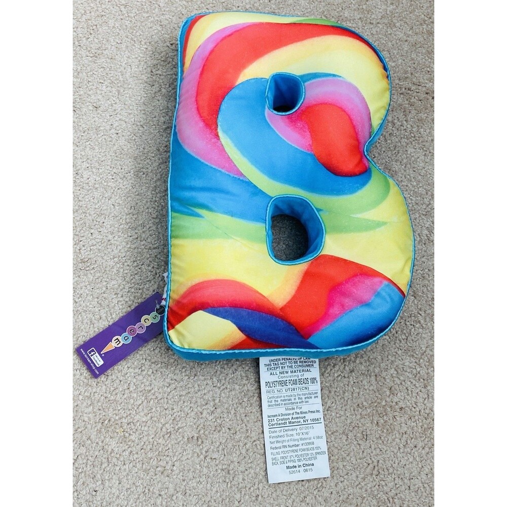 ISCREAM  LETTER B INITIAL MICROBEAD PILLOW 10”x16” NWT